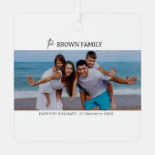 ミニマモダンリシンプルカスタムの家族の写真 メタルオーナメント (裏面)