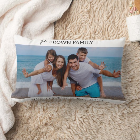 ミニマモダンリシンプルカスタムの家族の写真 ランバークッション (ブランケット)