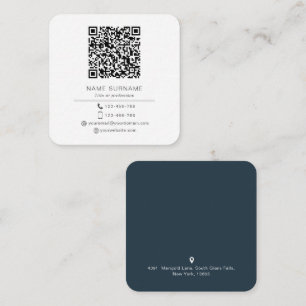 ミニマモダンリシンプルストのQRコードパーソナルスクエア スクエア名刺