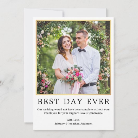 ミニマモダンリシンプルスト·最高の·フォト·デイ·エバー·金ゴールド サンキューカード (正面)