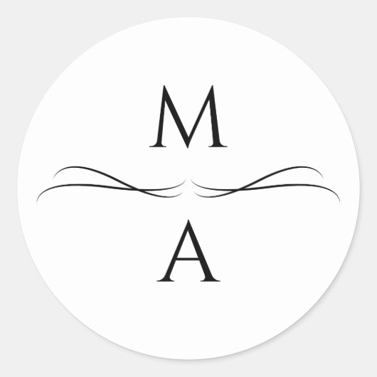 ミニマモダンリシンプルズムの白黒イニシャル ラウンドシール (正面)