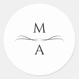 ミニマモダンリシンプルズムの白黒イニシャル ラウンドシール