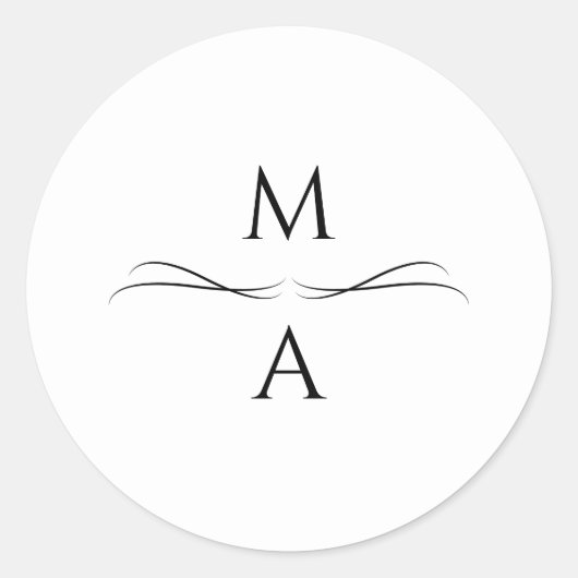 ミニマモダンリシンプルズムの白黒イニシャル ラウンドシール (正面)