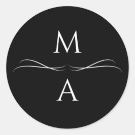 ミニマモダンリシンプルズムの白黒イニシャル ラウンドシール