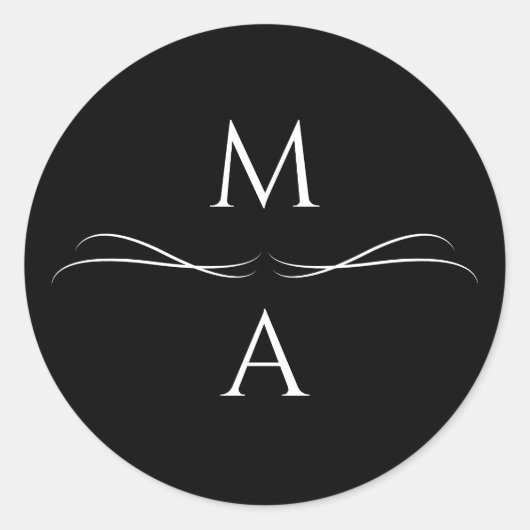 ミニマモダンリシンプルズムの白黒イニシャル ラウンドシール (正面)