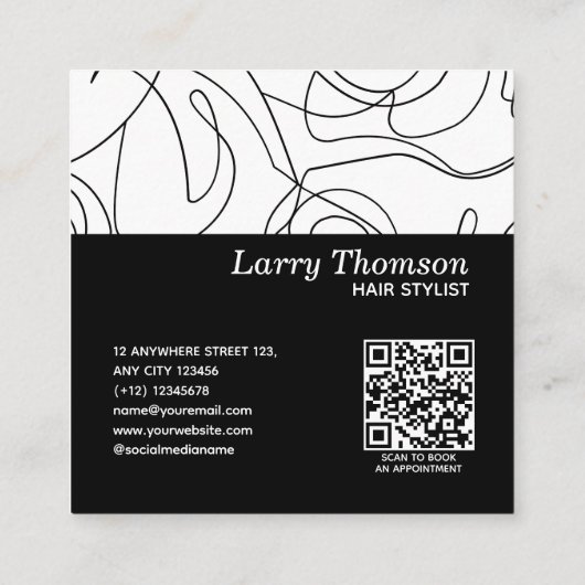 ミニマモダンリシンプルズムの黒線と白線 スクエア名刺 (裏面)