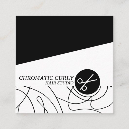 ミニマモダンリシンプルズムの黒線と白線 スクエア名刺 (正面)