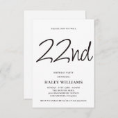 ミニマモダンリシンプルズム書道22誕生日 招待状 (正面/裏面)