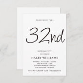 ミニマモダンリシンプルズム書道32位誕生日 招待状 (正面/裏面)