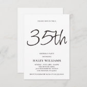 ミニマモダンリシンプルズム書道35誕生日 招待状 (正面/裏面)