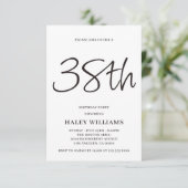 ミニマモダンリシンプルズム書道38誕生日 招待状 (スタンド正面)