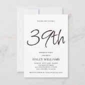 ミニマモダンリシンプルズム書道39誕生日 招待状 (正面)