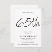 ミニマモダンリシンプルズム書道65誕生日 招待状 (正面/裏面)