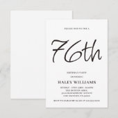 ミニマモダンリシンプルズム書道76誕生日 招待状 (正面/裏面)