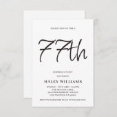 ミニマモダンリシンプルズム書道77誕生日 招待状 (正面/裏面)