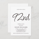 ミニマモダンリシンプルズム書道92位誕生日 招待状 (正面/裏面)