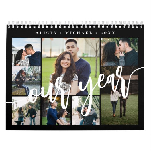 ミニマモダンリシンプルズム黒写真コラージュ カレンダー (カバー)