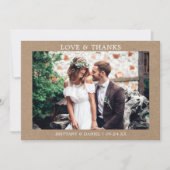 ミニマモダンリシンプルー感謝していラブス結婚クラフト サンキューカード (正面)