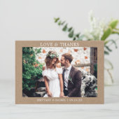 ミニマモダンリシンプルー感謝していラブス結婚クラフト サンキューカード (スタンド正面)