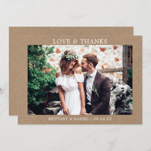 ミニマモダンリシンプルー感謝していラブス結婚クラフト サンキューカード (正面/裏面)