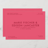 ミニマモダンリシンプル結婚お洒落魅力的 招待状 (正面/裏面)