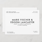 ミニマモダンリシンプル結婚お洒落魅力的 招待状 (正面/裏面)