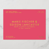 ミニマモダンリシンプル結婚お洒落魅力的 箔招待状 (正面)