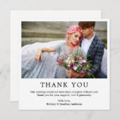 ミニマモダンリシンプル結婚の写真の正方形 サンキューカード (正面/裏面)