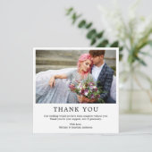 ミニマモダンリシンプル結婚の写真の正方形 サンキューカード (スタンド正面)