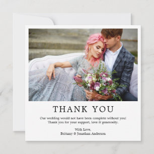 ミニマモダンリシンプル結婚の写真の正方形 サンキューカード