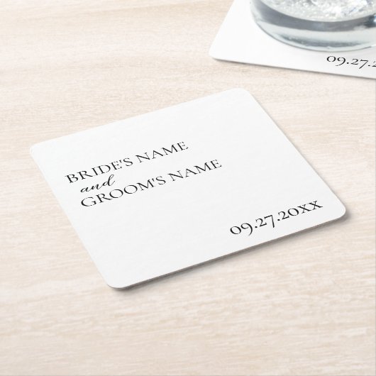 ミニマモダンリシンプル結婚座席表 スクエアペーパーコースター (アングル)