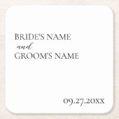 ミニマモダンリシンプル結婚座席表 スクエアペーパーコースター (正面)