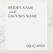 ミニマモダンリシンプル結婚座席表 ワインラベル (シングルラベル)