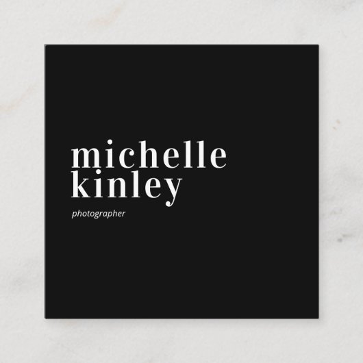 ミニマモダンリシンプルQRコードパーソナルブラック スクエア名刺 (正面)
