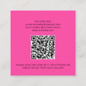 ミニマモダンリシンプルQRコード個人ピンク スクエア名刺 (裏面)