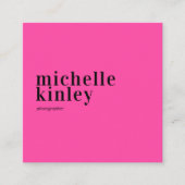 ミニマモダンリシンプルQRコード個人ピンク スクエア名刺 (正面)