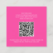 ミニマモダンリシンプルQRコード個人ホットピンク スクエア名刺 (裏面)