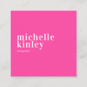 ミニマモダンリシンプルQRコード個人ホットピンク スクエア名刺 (正面)