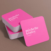 ミニマモダンリシンプルQRコード個人ホットピンク スクエア名刺