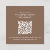 ミニマモダンリシンプルQRコード個人茶色 スクエア名刺 (裏面)