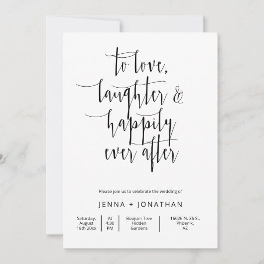 ミニマモダンリシンプルQRコード結婚写真 招待状 (正面)