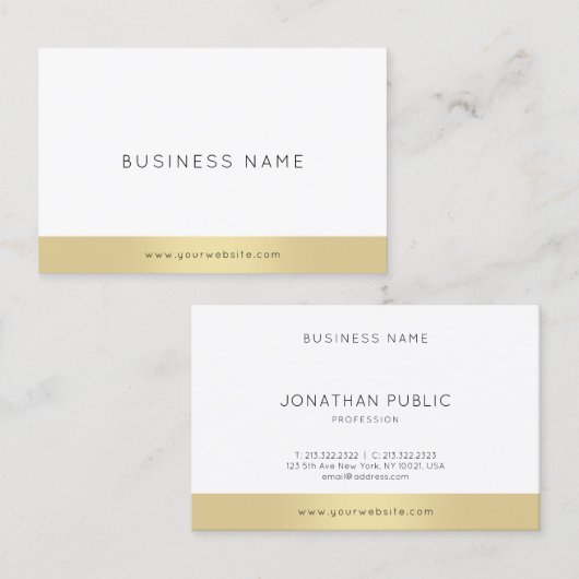 ミニマモダンリスエレガントト金ゴールドデザインプロフェッショナル 名刺 (正面/裏面)