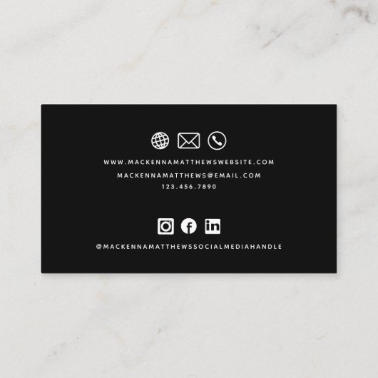 ミニマモダンリスカスタムトのロゴのソーシャルメディアアイコン 名刺 (裏面)
