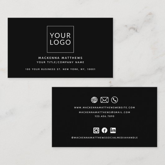 ミニマモダンリスカスタムトのロゴのソーシャルメディアアイコン 名刺 (正面/裏面)