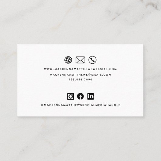 ミニマモダンリスカスタムトのロゴのソーシャルメディアアイコン 名刺 (裏面)
