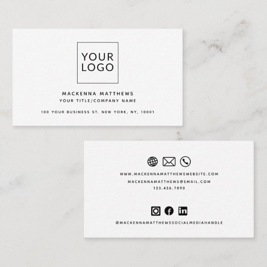 ミニマモダンリスカスタムトのロゴのソーシャルメディアアイコン 名刺 (正面/裏面)