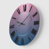 ミニマモダンリスクピンクブルーグラデーションローマ数字 ラージ壁時計 (傾斜)