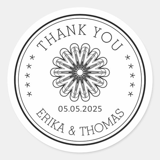 ミニマモダンリストありがとうメイソンjar花 ラウンドシール (正面)