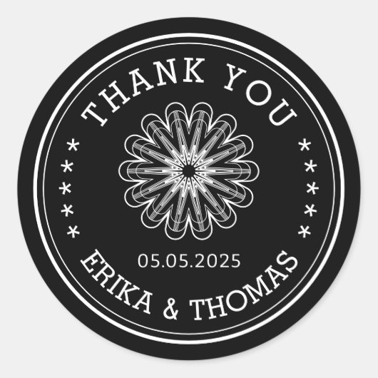 ミニマモダンリストありがとうメイソンjar花 ラウンドシール (正面)