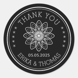 ミニマモダンリストありがとうラインアートフラワー ラウンドシール